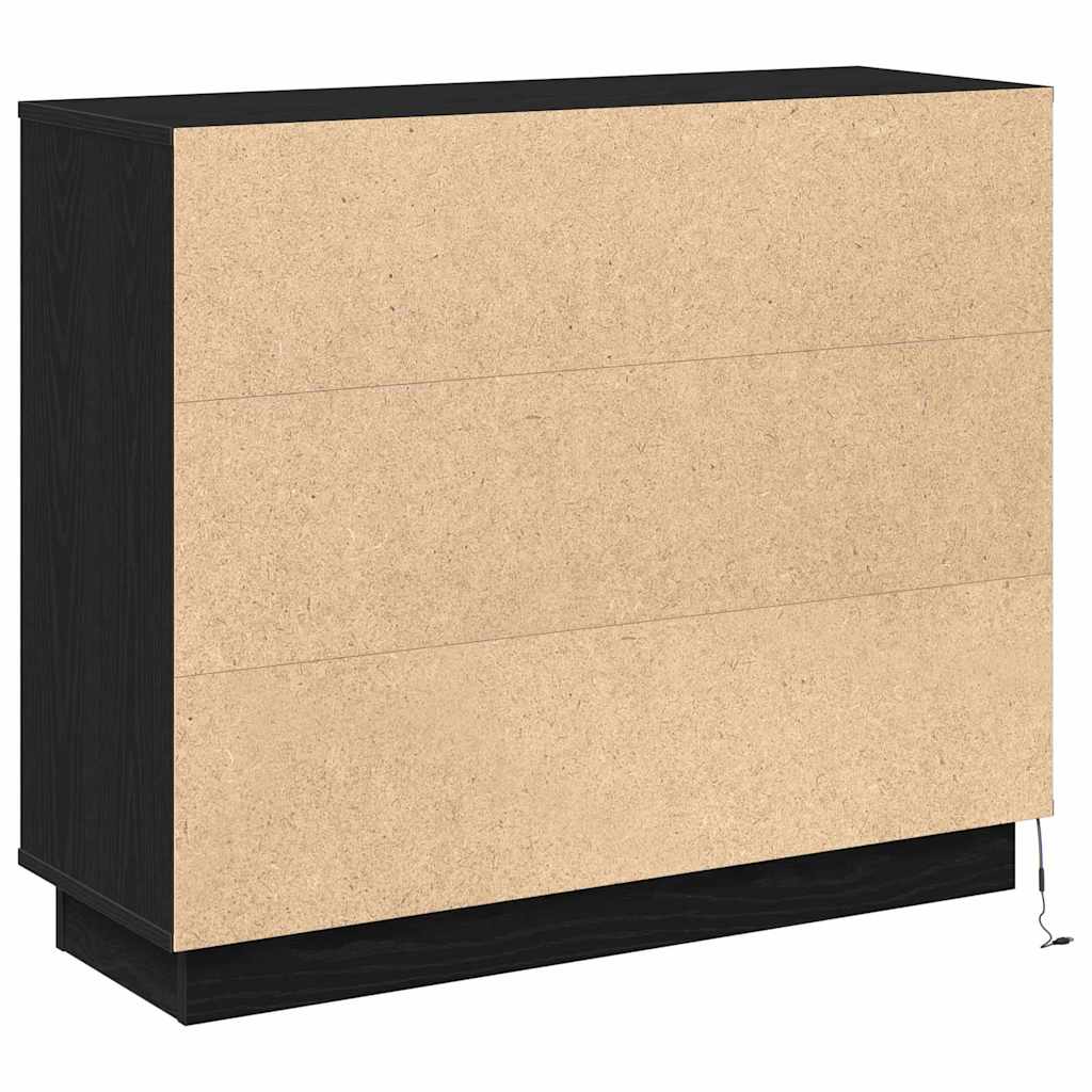 vidaXL LED Sideboard Black Oak 90 x 32 x 75 cm Engineered Wood