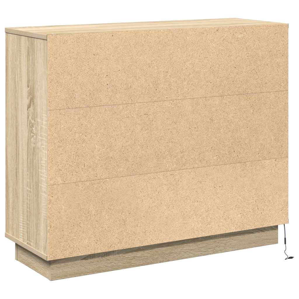 vidaXL LED Sideboard Sonoma Oak 90 x 32 x 75 cm Engineered Wood