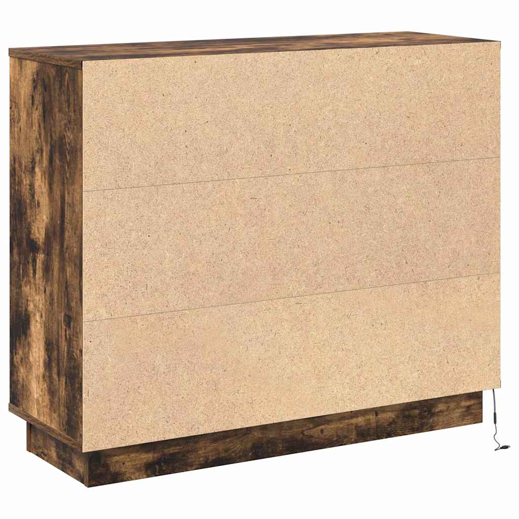 vidaXL LED Sideboard Smoked Oak 90 x 32 x 75 cm Engineered Wood