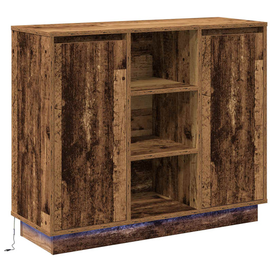 vidaXL LED Sideboard Old Wood 90 x 32 x 75 cm Engineered Wood