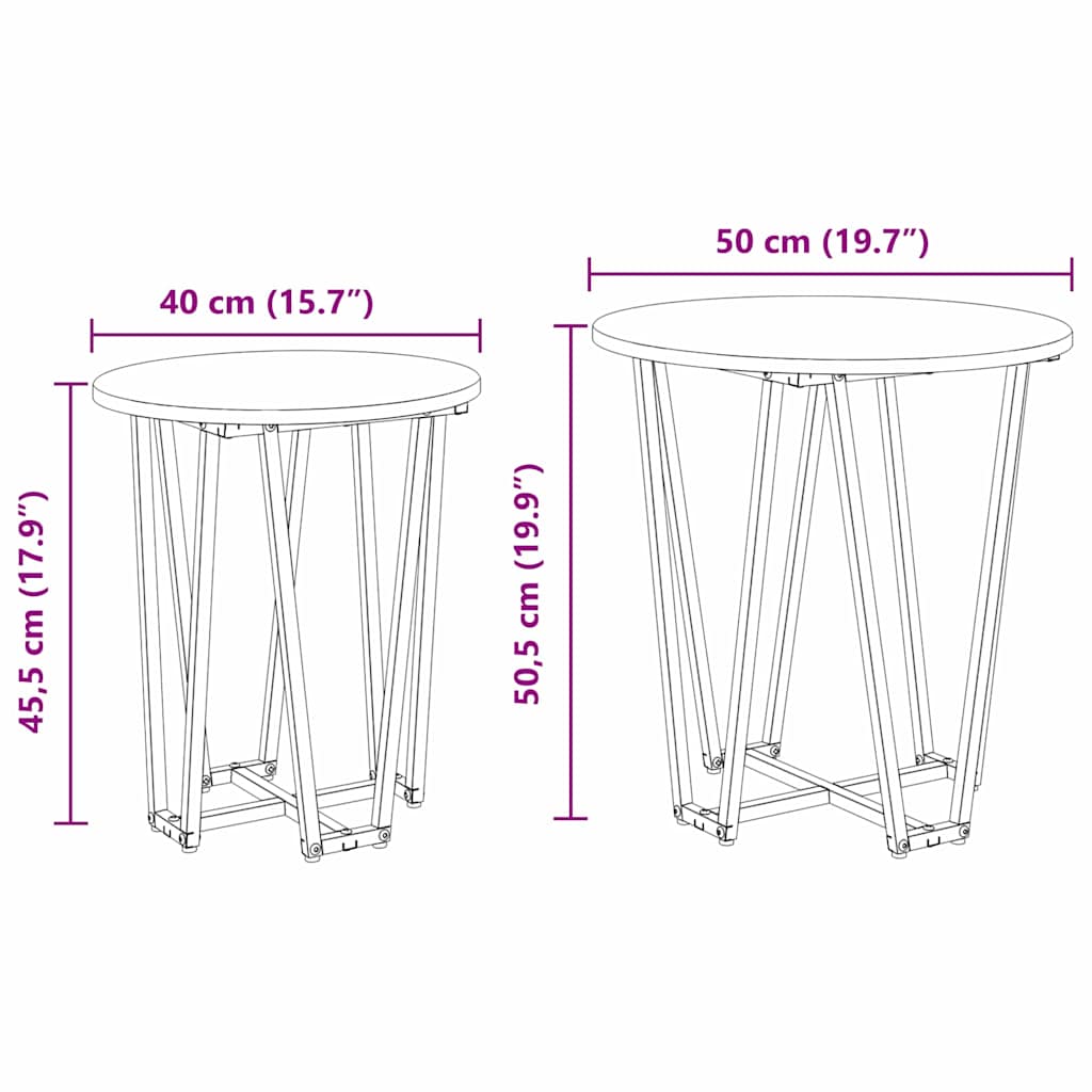 vidaXL Side Table Set 2 pcs Old Wood and Black