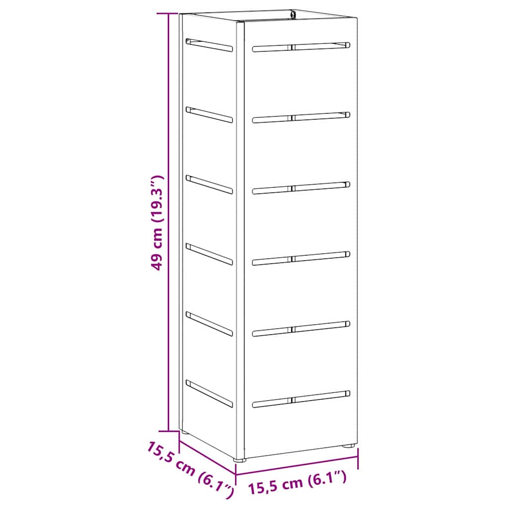 vidaXL Umbrella Stand with Storage Pink 15.5 x 15.5 x 49 cm Metal