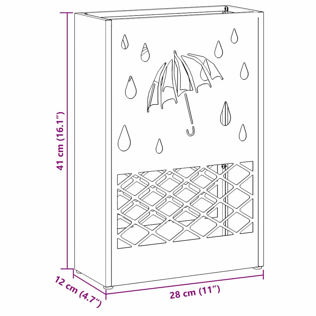 vidaXL Rain Umbrella Stand Mustard Yellow 28 x 12 x 41 cm Steel