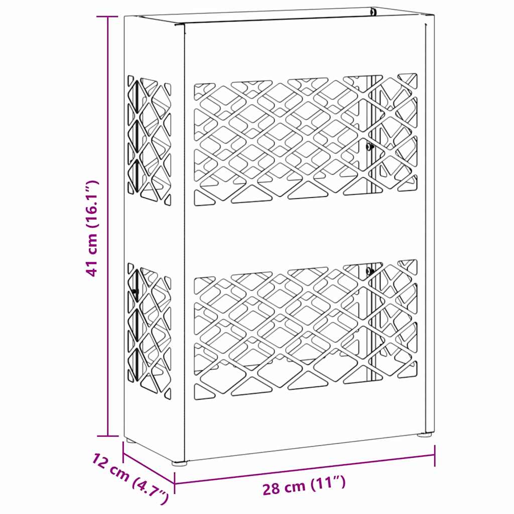 vidaXL Rain Umbrella Stand White 28 x 12 x 41 cm Steel