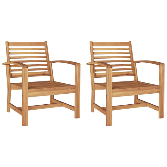 vidaXL Chair 2 Piece Brown 65 x 60 x 76.5 cm Solid Teak Wood