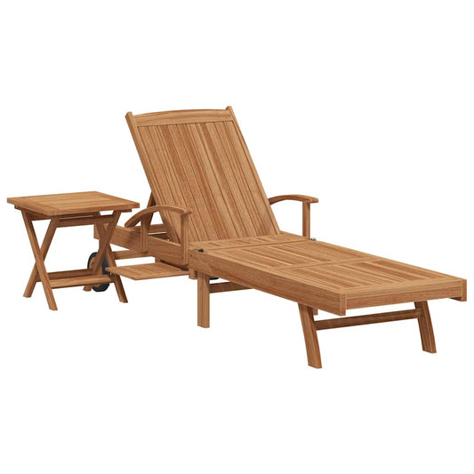 vidaXL Sun lounger 2 pcs Solid Teak Wood Brown