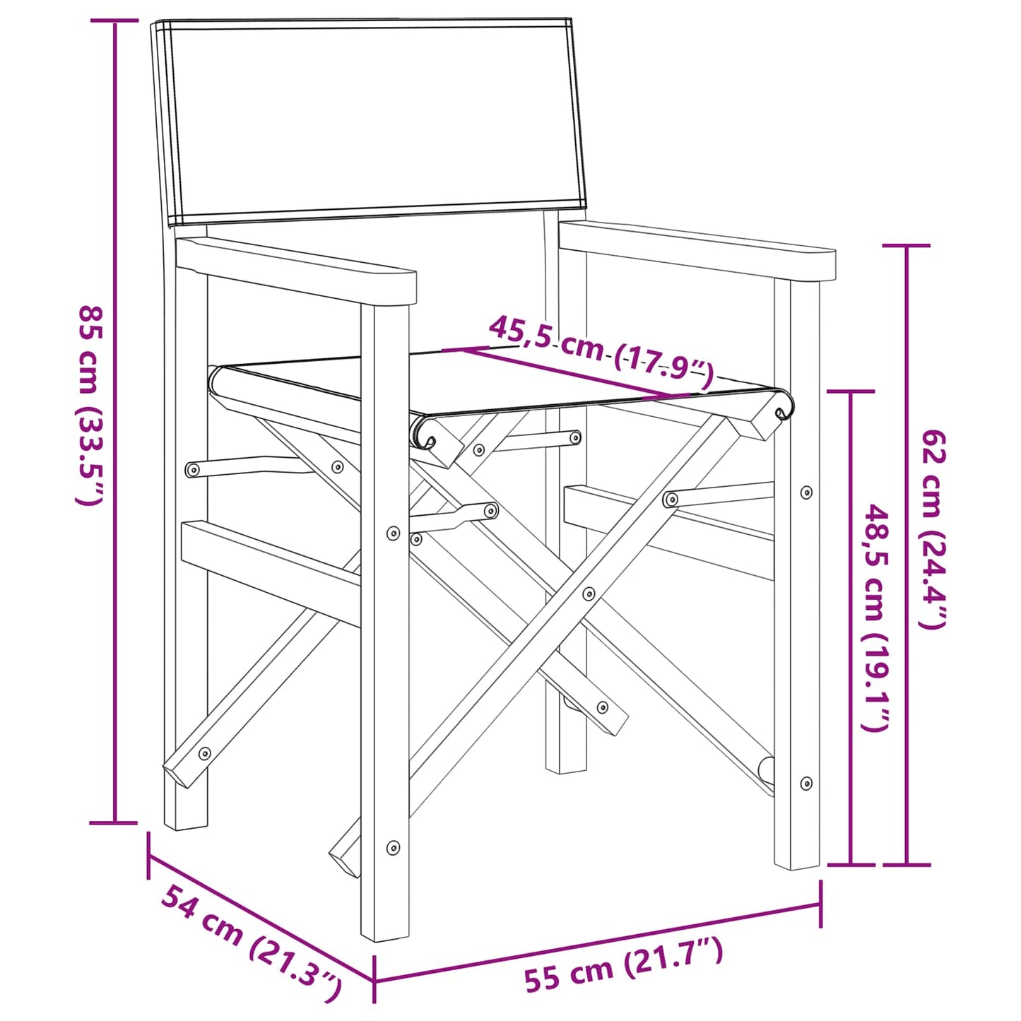 vidaXL Director Chair Grey Solid Teak Wood