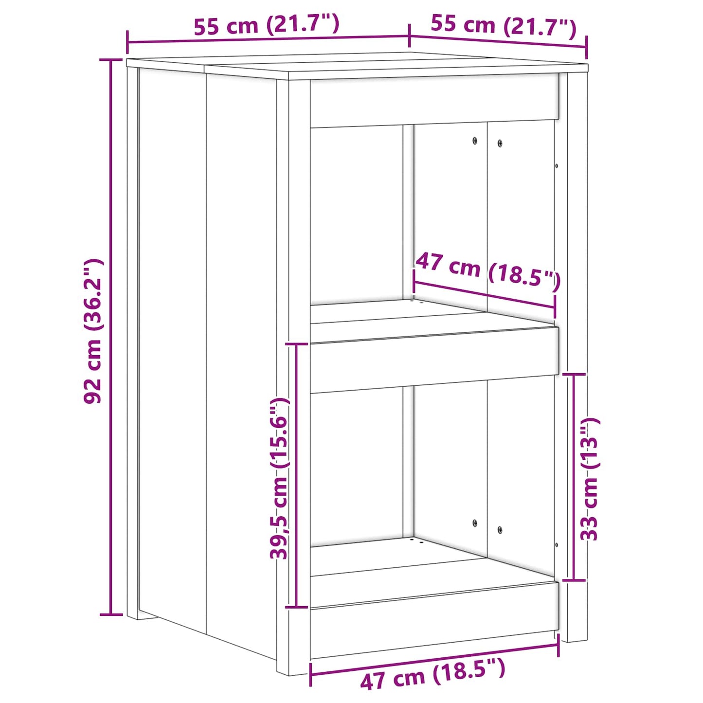 vidaXL Kitchen Cabinet with Shelf MEPPEL Brown Oak 55 x 55 x 92 cm