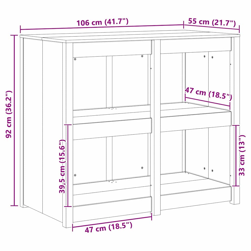 vidaXL Kitchen Cabinet MEPPEL Douglas Wood 106 x 55 x 92 cm