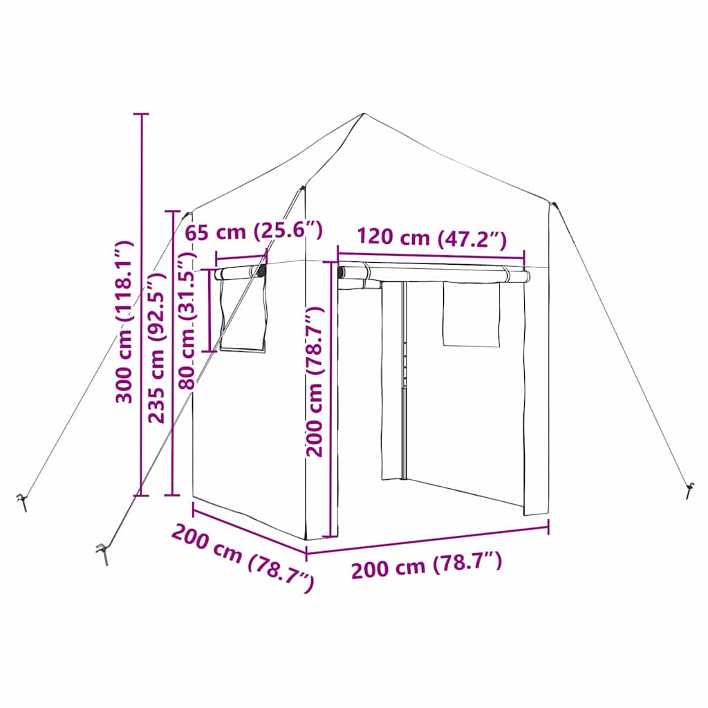 vidaXL Greenhouse with Pop-up Frame Green 200 x 200 x 300 cm Iron