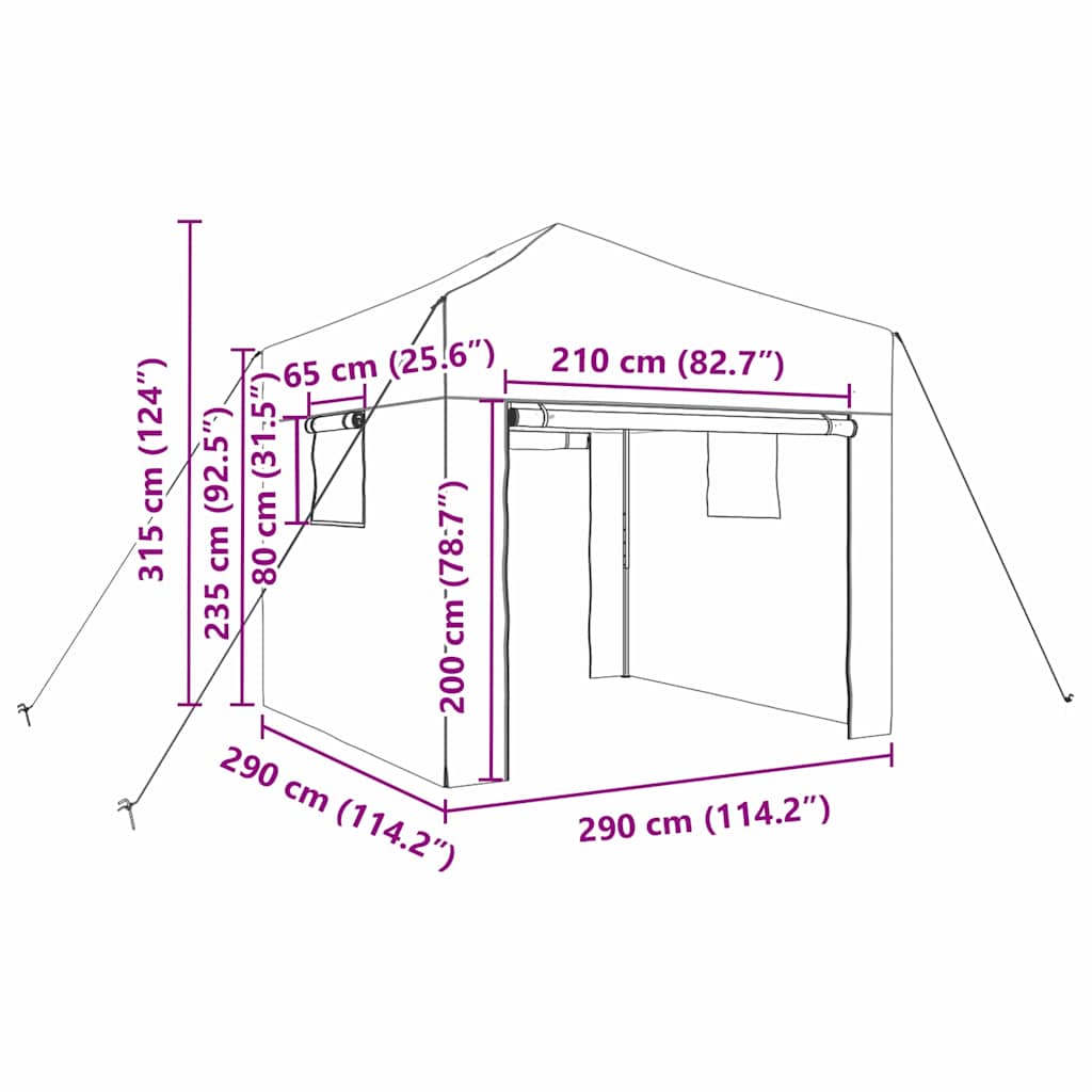 vidaXL Greenhouse with Pop-up Frame Green 290 x 290 x 315 cm Iron