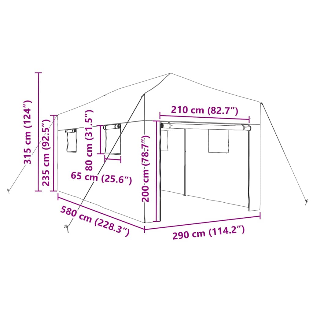vidaXL Greenhouse with Pop-up Frame Green 290 x 580 x 315 cm Iron