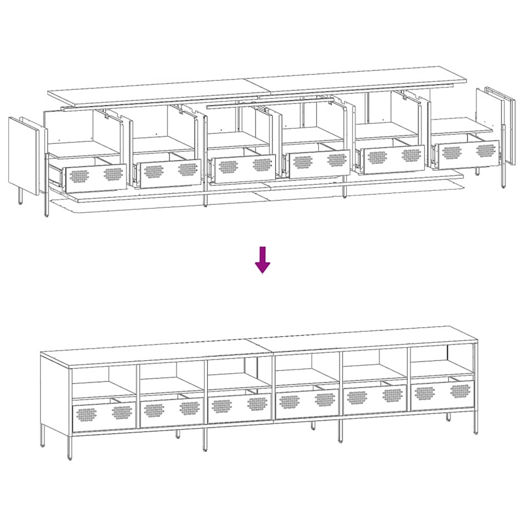 vidaXL TV Cabinet Pink 202x39x43.5 cm Cold-rolled Steel