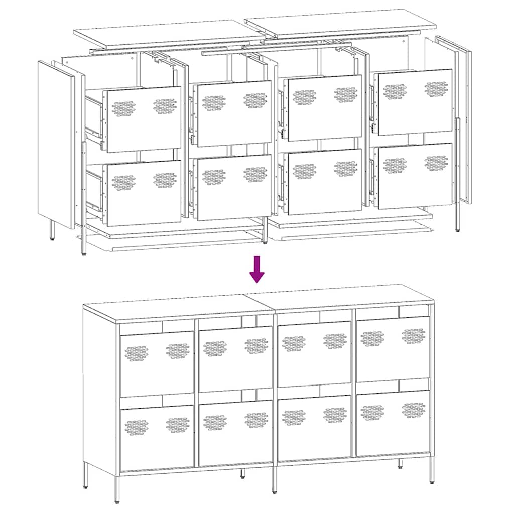 vidaXL Sideboard Pink 135x39x73,5 cm Cold-rolled Steel