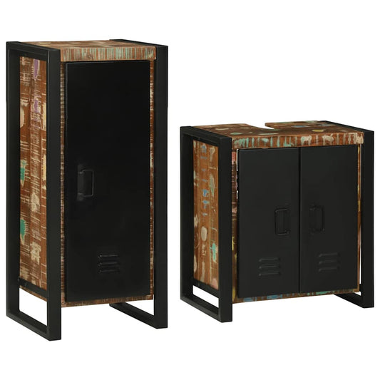 vidaXL Bathroom Furniture Set 2 pcs Multicolour Solid Reclaimed Wood