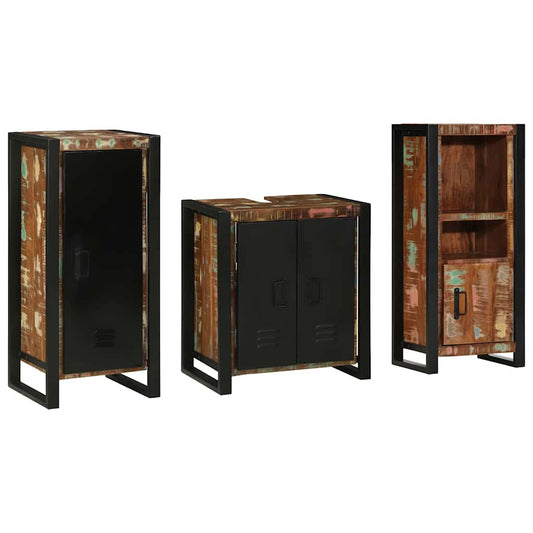 vidaXL Bathroom Furniture Set with Drawer 3 pcs Solid Reclaim Wood