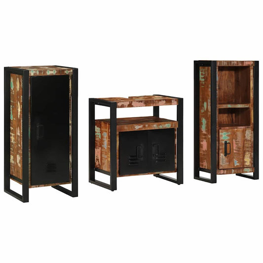 vidaXL Bathroom Furniture Set with Drawer 3 pcs Solid Reclaim Wood