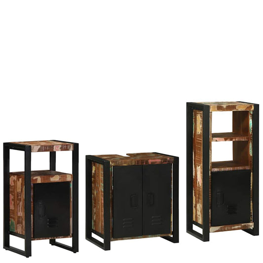 vidaXL Bathroom Furniture Set with Drawer 3 pcs Solid Reclaim Wood