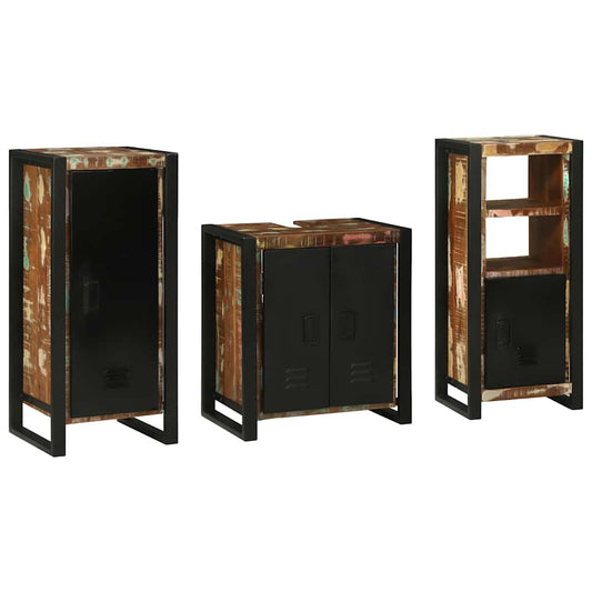vidaXL Bathroom Furniture Set with Drawer 3 pcs Solid Reclaim Wood
