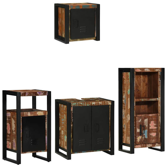 vidaXL Bathroom Furniture Set with Drawer 4 pcs Solid Reclaim Wood
