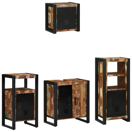 vidaXL Bathroom Furniture Set with Drawer 4 pcs Solid Reclaim Wood