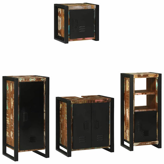 vidaXL Bathroom Furniture Set with Drawer 4 pcs Solid Reclaim Wood