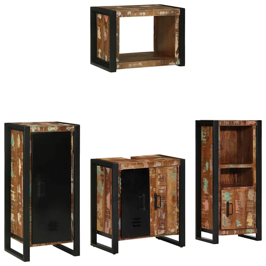 vidaXL Bathroom Furniture Set with Drawer 4 pcs Solid Reclaim Wood