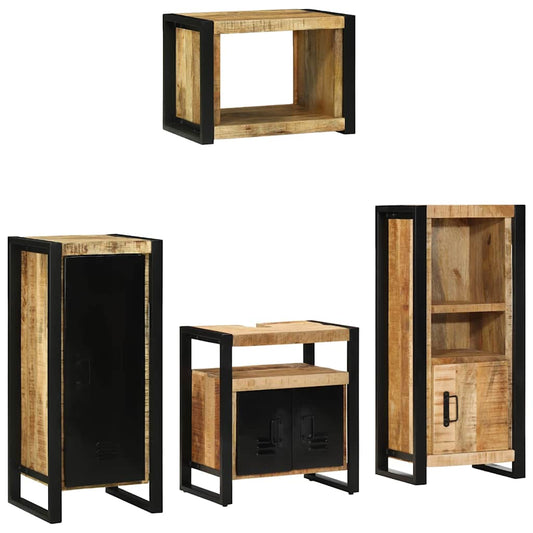 vidaXL Bathroom Furniture Set 4 pcs Brown and Black Solid Mango Wood