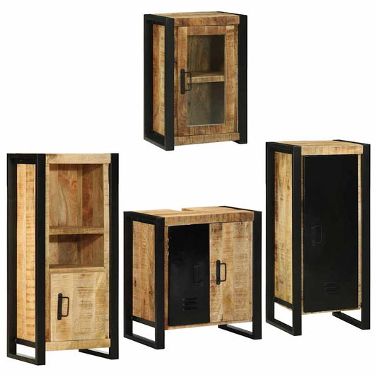 vidaXL Bathroom Furniture Set 4 pcs Brown Soild Mango Wood
