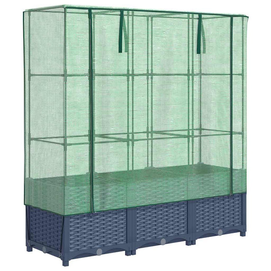 vidaXL Raised Bed with Greenhouse Cover Rattan Look 120x40x138 cm