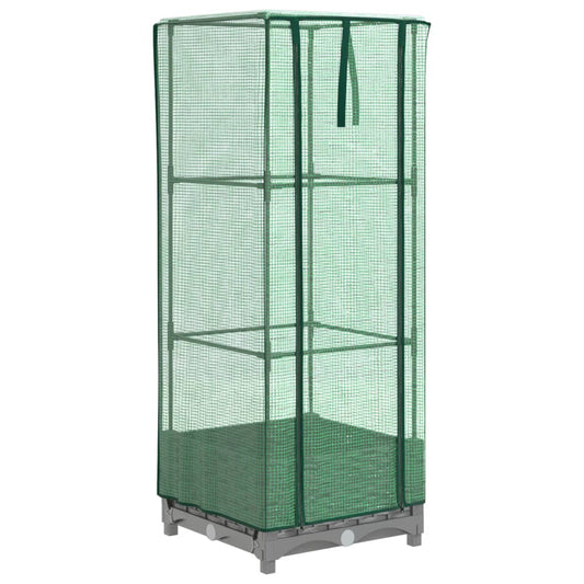 vidaXL Raised Bed with Greenhouse Cover Rattan Look 40x40x123 cm