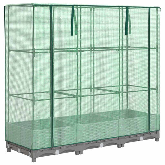 vidaXL Raised Bed with Greenhouse Cover Rattan Look 120x40x123 cm