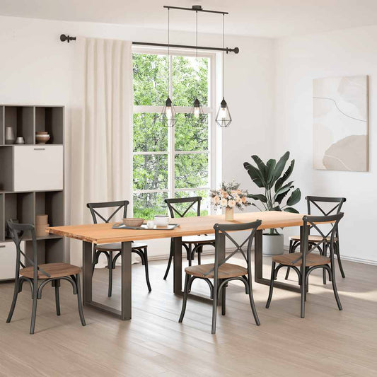 vidaXL Dining Table Legs U-Shaped 3 pcs Natural Steel 90x(72-73) cm Steel