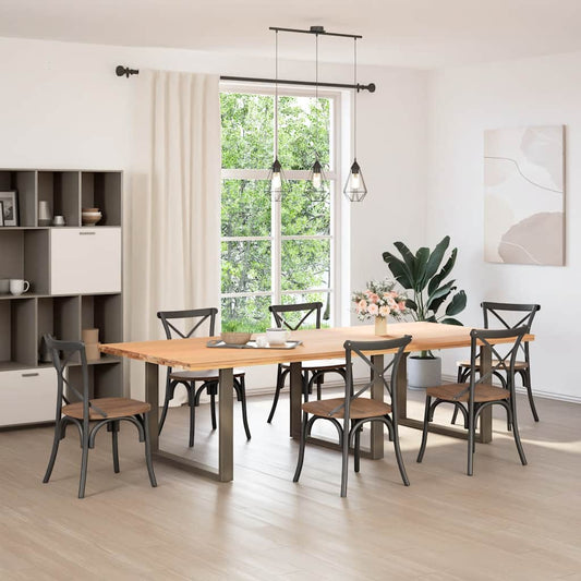 vidaXL Dining Table Legs U-Shaped 3 pcs Natural Steel 100x(72-73) cm