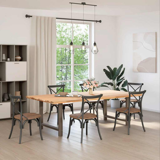 vidaXL Dining Table Legs Natural Steel 2 pcs 90x(72-73) cm Steel