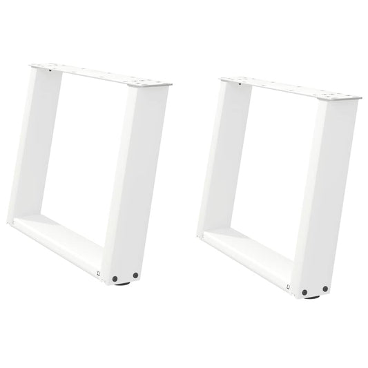 vidaXL Coffee Table Legs U-Shaped 2 pcs White 70x(42-43) cm Steel