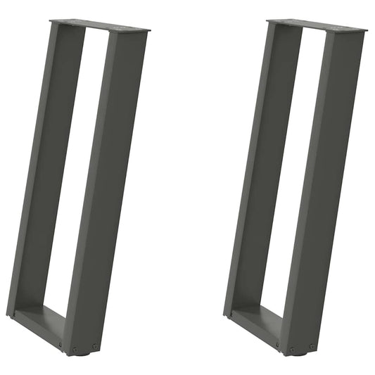 vidaXL Console Table Legs U-Shaped 2 pcs Anthracite 28x(72-73)cm Steel