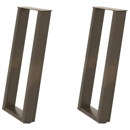 vidaXL Console Table Legs U-Shaped 2 pcs Natural Steel 28x(72-73) cm
