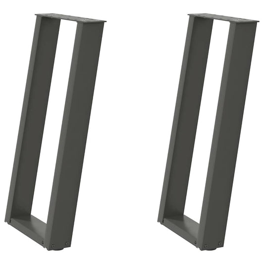 vidaXL Console Table Legs U-Shaped 2 pcs Anthracite 38x(72-73)cm Steel