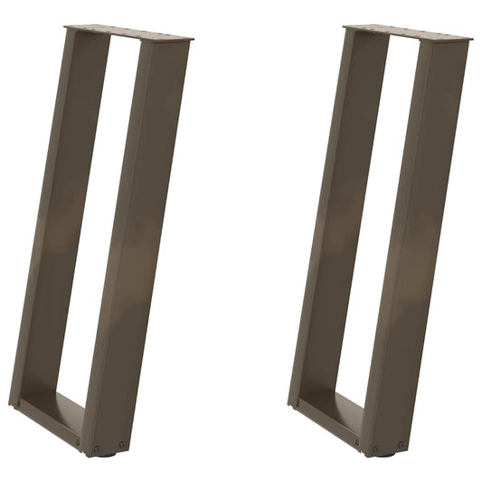 vidaXL Console Table Legs U-Shaped 2 pcs Natural Steel 38x(72-73) cm
