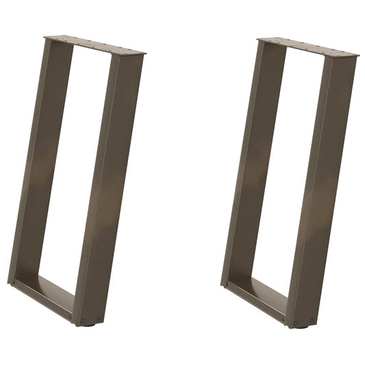 vidaXL Dining Table Legs U-Shaped 2 pcs Natural Steel 50x(72-73) cm Steel