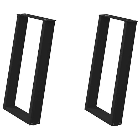 vidaXL Dining Table Legs U-Shaped 2 pcs Black 60x(72-73) cm Steel