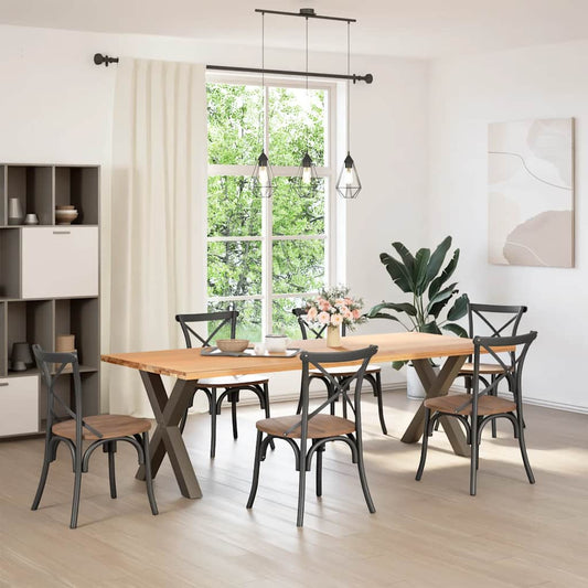 vidaXL Dining Table Legs X-Shaped 2 pcs Natural Steel 70x(72-73) cm Steel
