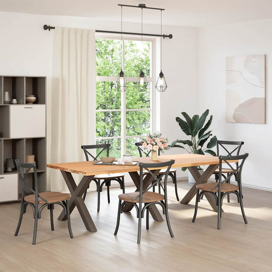 vidaXL Dining Table Legs X-Shaped 3 pcs Natural Steel 90x(72-73) cm Steel