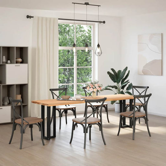vidaXL Console Table Legs T-Shaped 2 pcs Black 38x25x(72-73) cm Steel