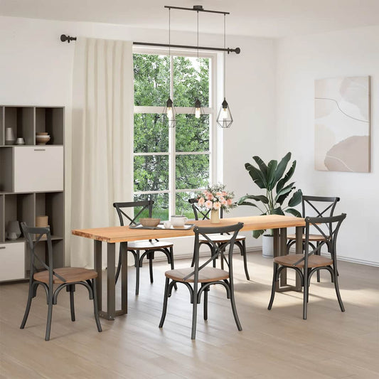 vidaXL Console Table Legs T-Shaped 2 pcs Black 38x25x(72-73) cm Steel