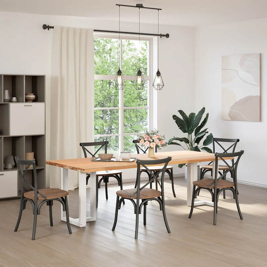 vidaXL Dining Table Legs T-Shaped 2 pcs White 50x35x(72-73) cm Steel