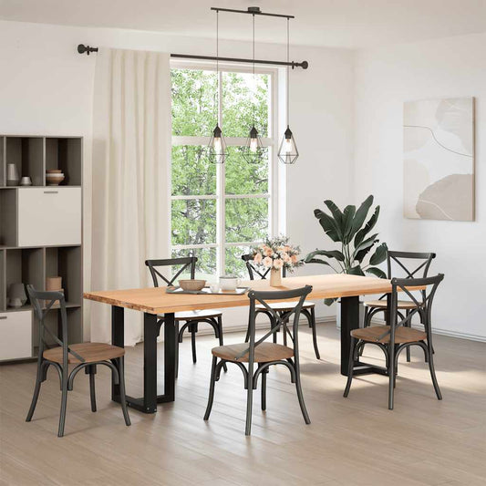 vidaXL Dining Table Legs T-Shaped 2 pcs Black 60x35x(72-73) cm Steel