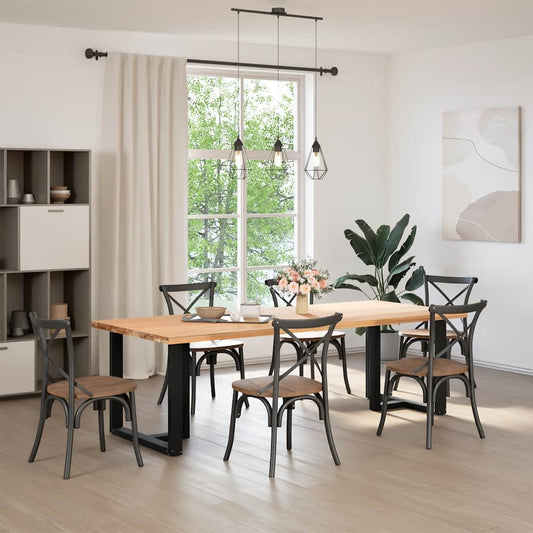 vidaXL Dining Table Legs T-Shaped 2 pcs Black 70x35x(72-73) cm Steel