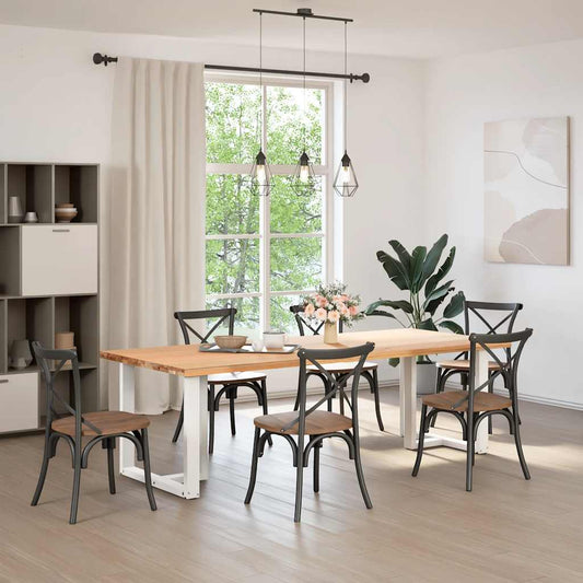 vidaXL Dining Table Legs T-Shaped 2 pcs White 70x35x(72-73) cm Steel